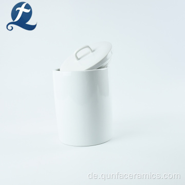 Großhandel benutzerdefinierte weiße Keramik Keksdose mit Deckel